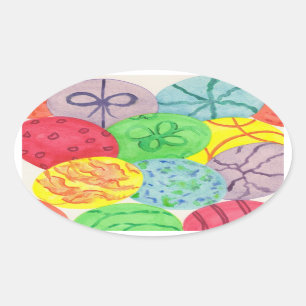 Autocollants ovales colorés d'oeufs de pâques
