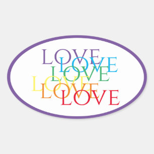 Autocollants ovales RAINBOW LOVE / Violet