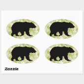 Autocollants ovales silhouette d'ours (Feuille)