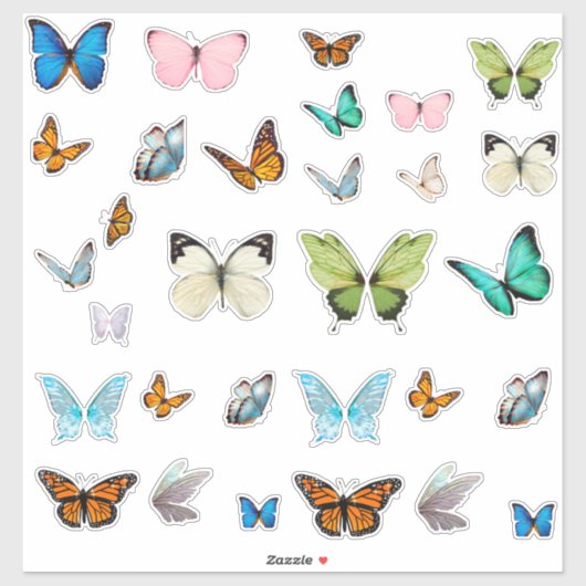 Autocollants Papillon Fantaisistes (Feuille)
