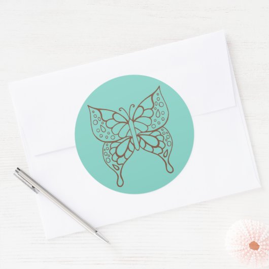 Autocollants Papillon Turquoise  (Enveloppe)