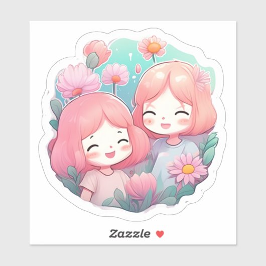 autocollants para el dia del amigo - Chicas (Feuille)