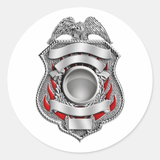 Autocollants pare-chocs Badge de pompier avec text (Devant)