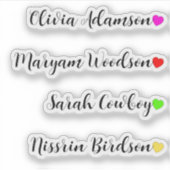 Autocollants personnalisés avec coeurs et nom comp (Devant)