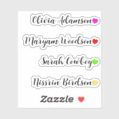 Autocollants personnalisés avec coeurs et nom comp (Feuille)