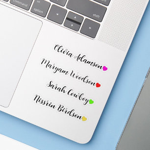 Autocollants personnalisés avec coeurs et nom comp