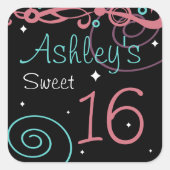 Autocollants personnalisés Black Sweet 16 Annivers (Devant)
