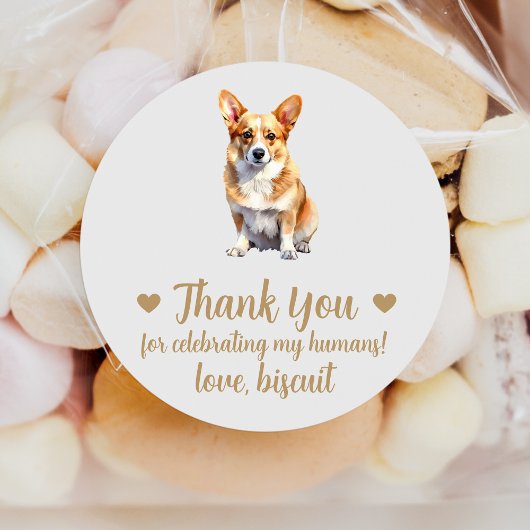 Autocollants personnalisés Corgi Chien Mariage Fav