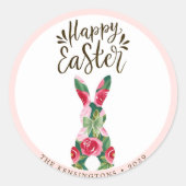 Autocollants personnalisés de lapin de Pâques flor (Devant)