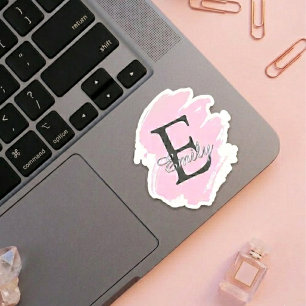 Autocollants personnalisés monogramme Rose Poussié