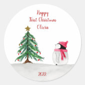 Autocollants personnalisés Peggy Penguin 1er Noël (Devant)