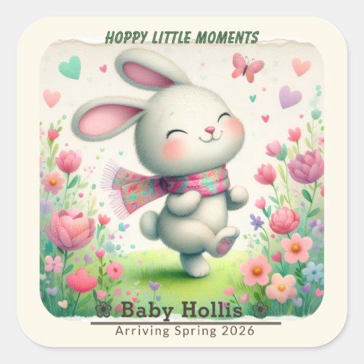 Autocollants Personnalisés pour Baby Shower Lapin (Devant)