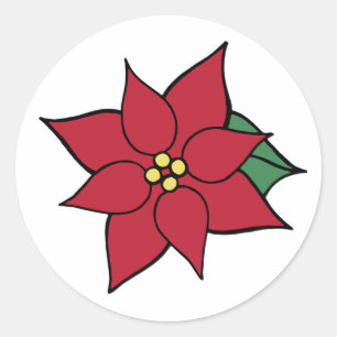 Autocollants Poinsettia Rouge Fête de Noël