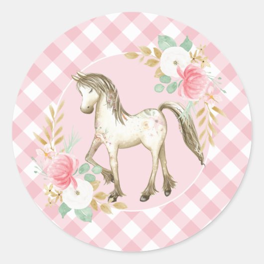 Autocollants Pony floral et plaid Anniversaire (Devant)