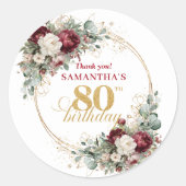 Autocollants pour 80e anniversaire Boho Blush Burg (Devant)