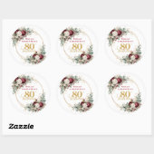 Autocollants pour 80e anniversaire Boho Blush Burg (Feuille)