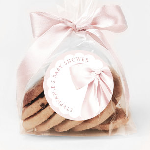 Autocollants pour Baby Shower avec un joli nœud ro