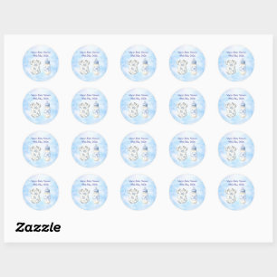 Autocollants pour Baby Shower Bleu Chinoiserie (20