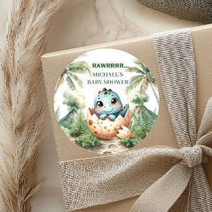 Autocollants pour Baby Shower de Bébé Dino Adorabl