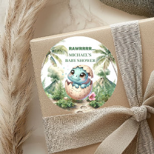 Autocollants pour Baby Shower de Bébé Dinosaure Qu