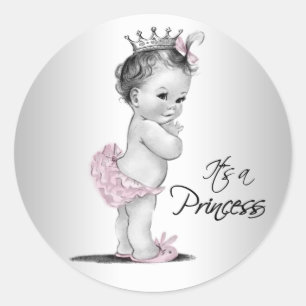 Autocollants pour Baby Shower de Princesse Vintage
