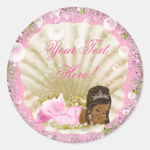 Autocollants pour Baby Shower de sirène afro-améri