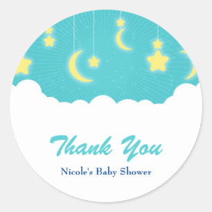 Autocollants pour Baby Shower Étoiles Lune et Nuag