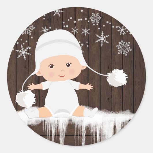 Autocollants pour Baby Shower Flocon de Neige (Devant)