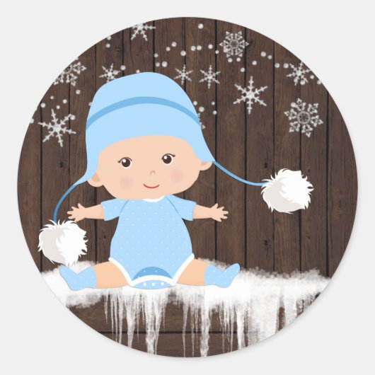 Autocollants pour Baby Shower Garçon Flocon de Nei (Devant)