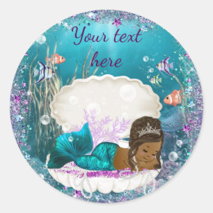 Autocollants pour Baby Shower Mermaid Fille Afro-A
