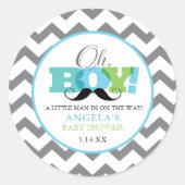 Autocollants pour Baby Shower Moustache Chevron Oh (Devant)