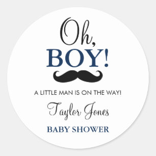 Autocollants pour Baby Shower Moustache Oh Garçon