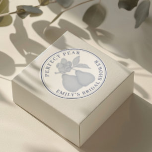 Autocollants pour Baby Shower "Poire Parfaite Bleu