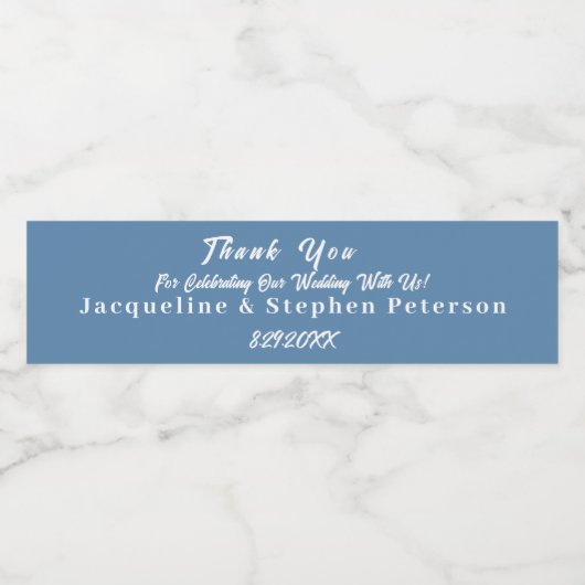 Autocollants pour bouteilles d'eau de mariage bleu (Étiquettes simples)