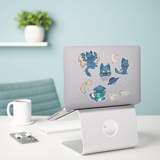 Autocollants pour chat spatial (Ordinateur portable sur le bureau)