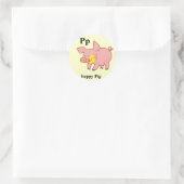 Autocollants pour cochon heureux Lettre P (Sac)