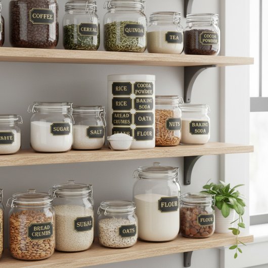 Autocollants pour étiquettes de garde-manger noir 