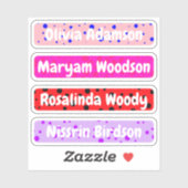 Autocollants pour étiquettes de nom pour filles (É (Feuille)