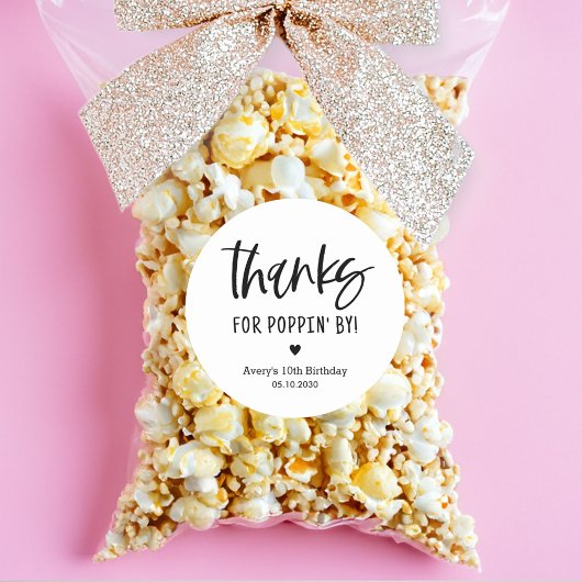 Autocollants pour fête avec popcorn Merci d'être p