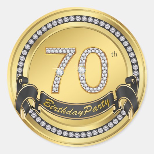 Autocollants pour fête d'anniversaire 70 ans (Devant)