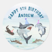 Autocollants pour fête d'anniversaire de requin da (Devant)