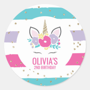 Autocollants pour fête d'anniversaire Licorne Arc-