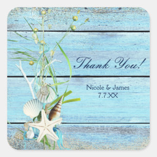 Autocollants pour fête de mariage tropicale Blue W