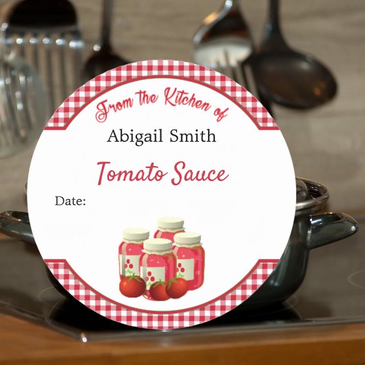 Autocollants pour tomates et gingham pour conserve