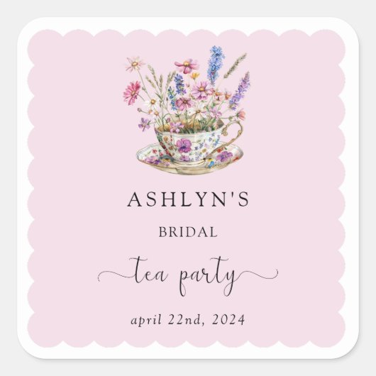 Autocollants pour une fête de thé de mariage flora (Devant)
