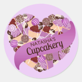Autocollants pourpres de la cupcakerie Natasha