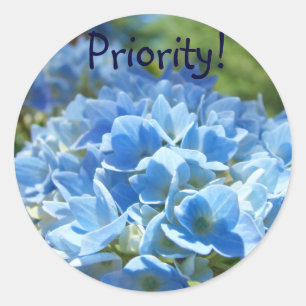Autocollants Priorité ! Fleurs d'hortensia bleues 