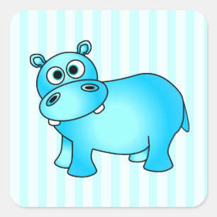 Autocollants rayés d'hippopotame mignon de bébé