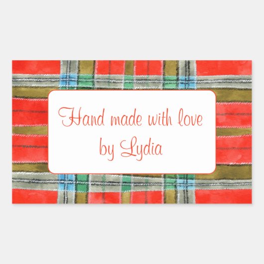 Autocollants Rectangle "Fait Main" MAC BAIN TARTAN (Devant)