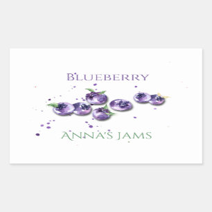Autocollants rectangulaires aquarelle myrtille